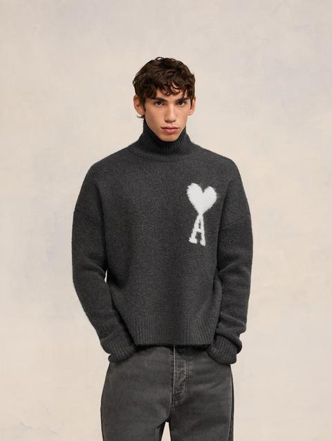 Ami Paris Off-White Ami de Coeur Funnel Neck Sweater