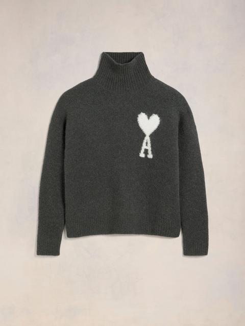 Ami Paris Off-White Ami de Coeur Funnel Neck Sweater