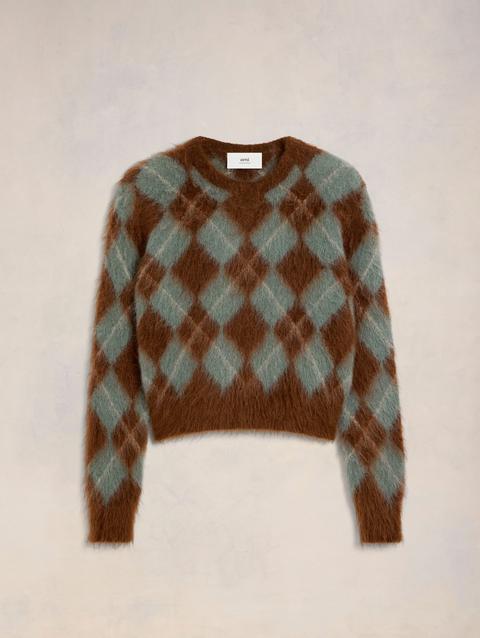 Ami Paris Alpaca Mohair Brushed Argyle Sweater