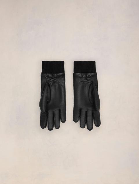 Ami Paris Ami de Coeur Leather Patch Gloves